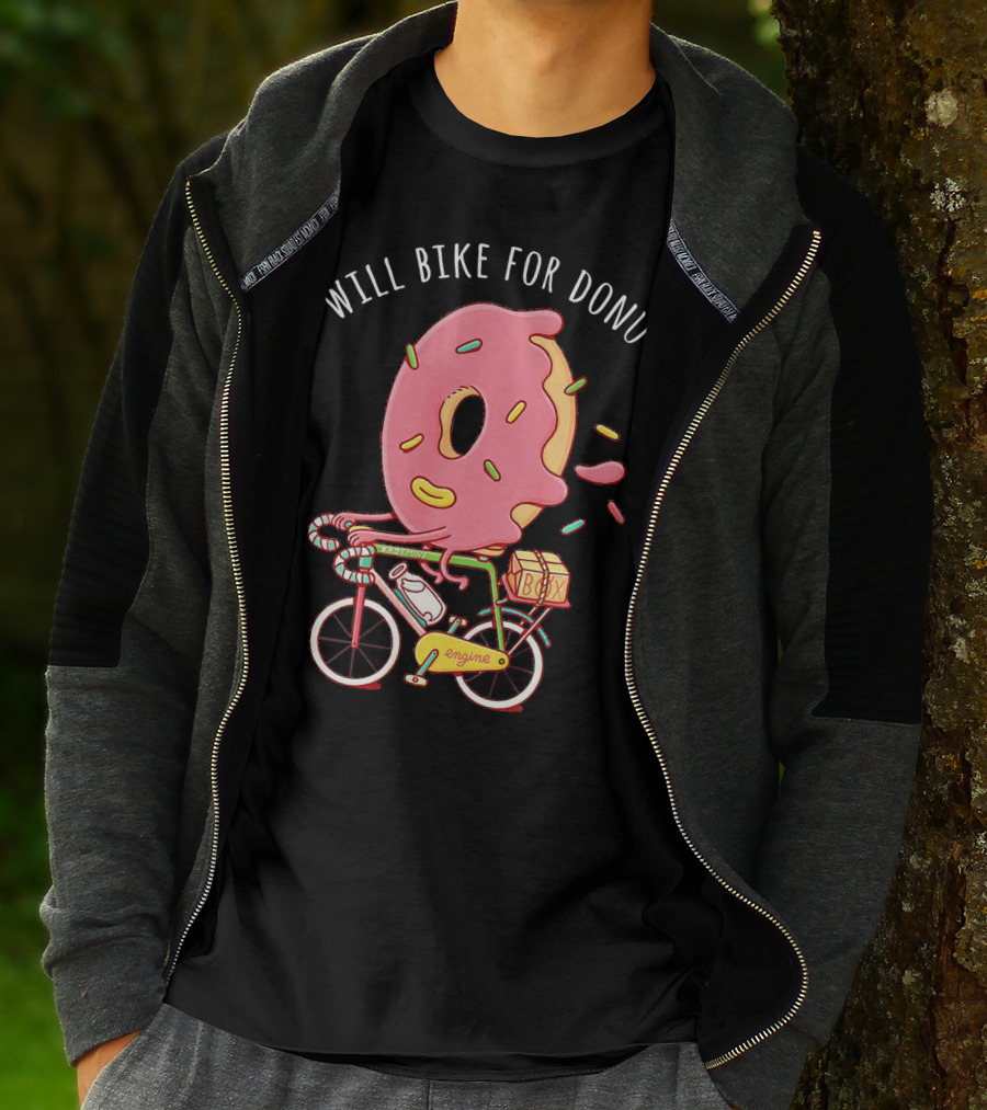 Will Bike For Donut Bicycle Cycle Cyclis Engine Box T-Shirt
