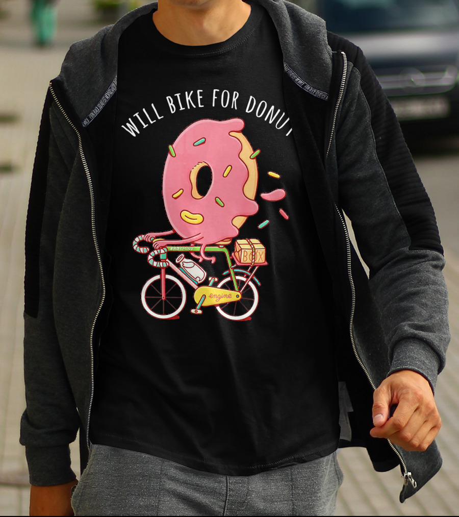 Will Bike For Donut Bicycle Cycle Cyclis Engine Box T-Shirt