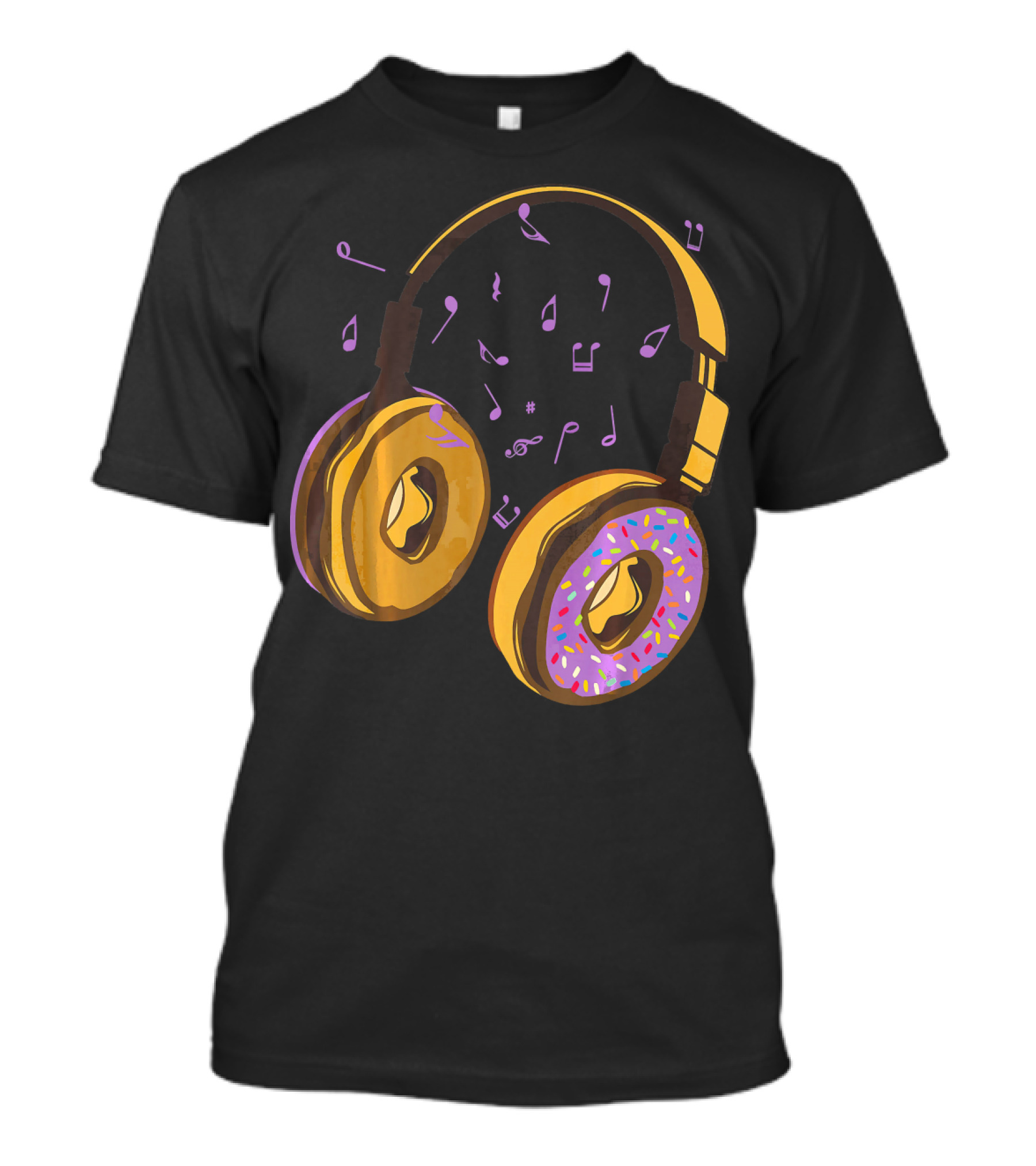 Headphones Donuts With Music Notes Fun T-Shirt