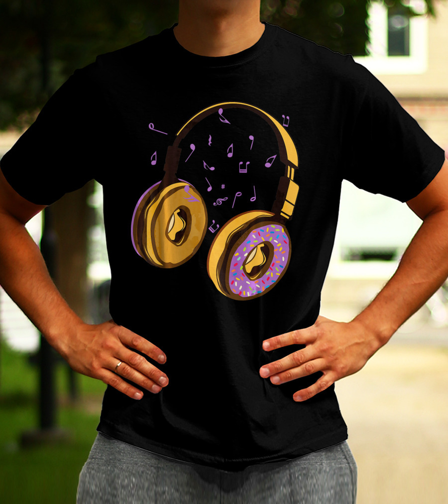 Headphones Donuts With Music Notes Fun T-Shirt