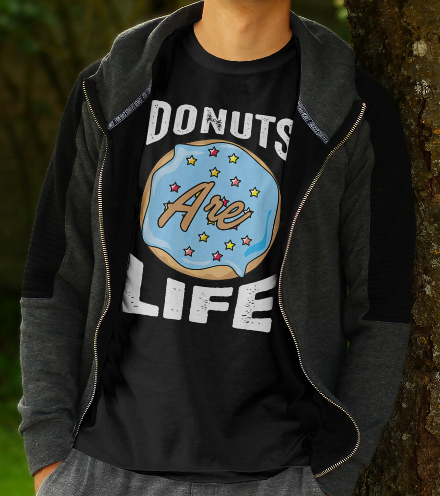 Donuts Are Life Blue Frosted Donut With Stars T-Shirt