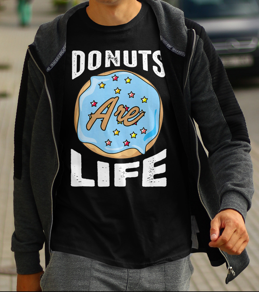 Donuts Are Life Blue Frosted Donut With Stars T-Shirt