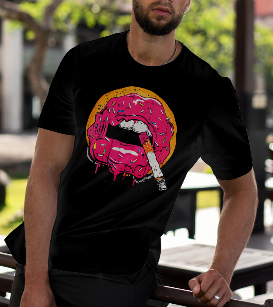 Donut Lips Cigarette Cool Sweet Doughnut T-Shirt