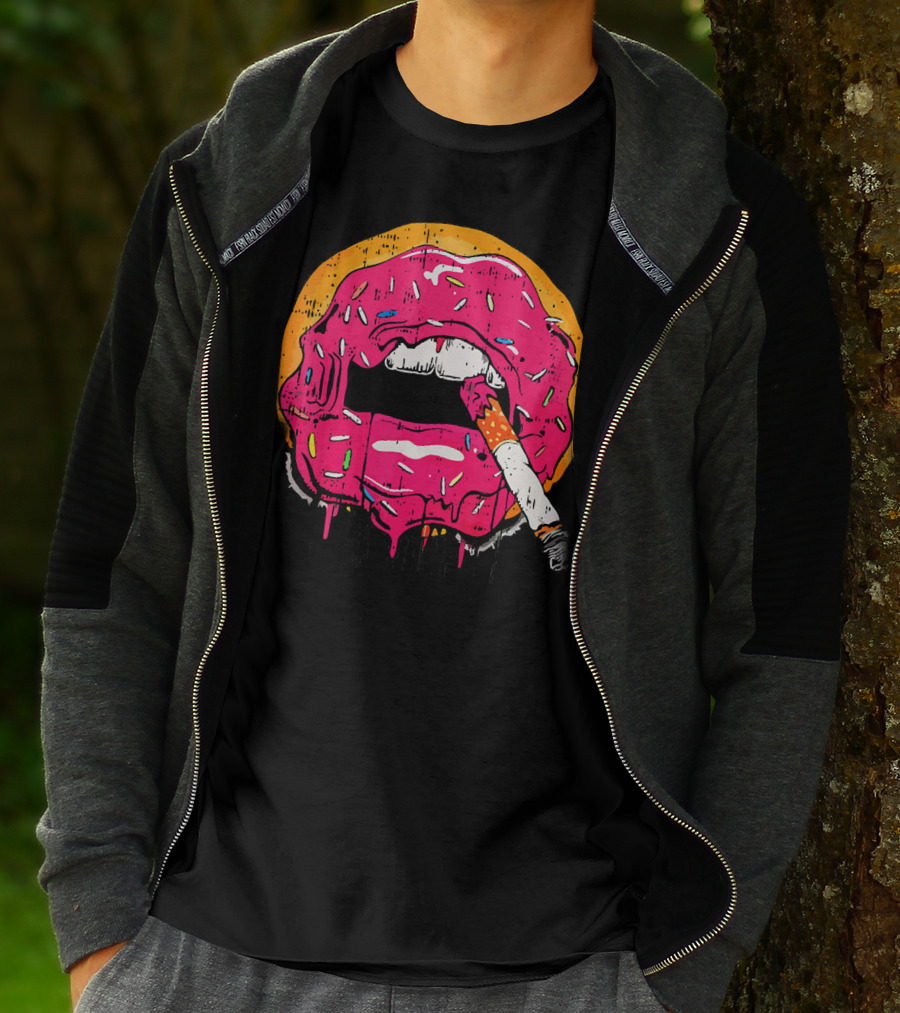Donut Lips Cigarette Cool Sweet Doughnut T-Shirt