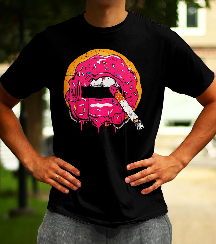 Donut Lips Cigarette Cool Sweet Doughnut T-Shirt