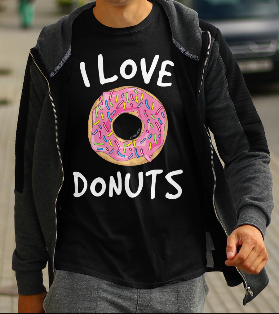 I Love Donuts Pink Sprinkles Funny Donut T-Shirt