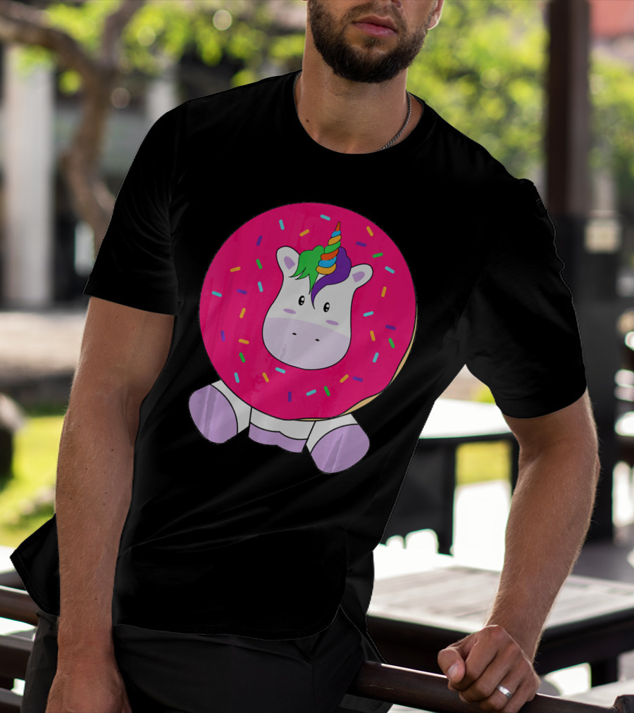 Kawaii Unicorn Donut With Sprinkles Cute Girly T-Shirt