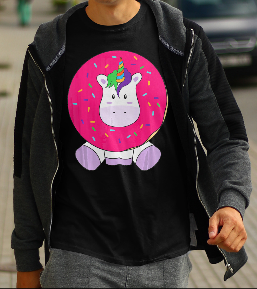 Kawaii Unicorn Donut With Sprinkles Cute Girly T-Shirt