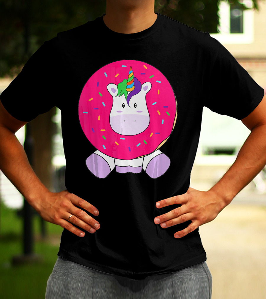 Kawaii Unicorn Donut With Sprinkles Cute Girly T-Shirt