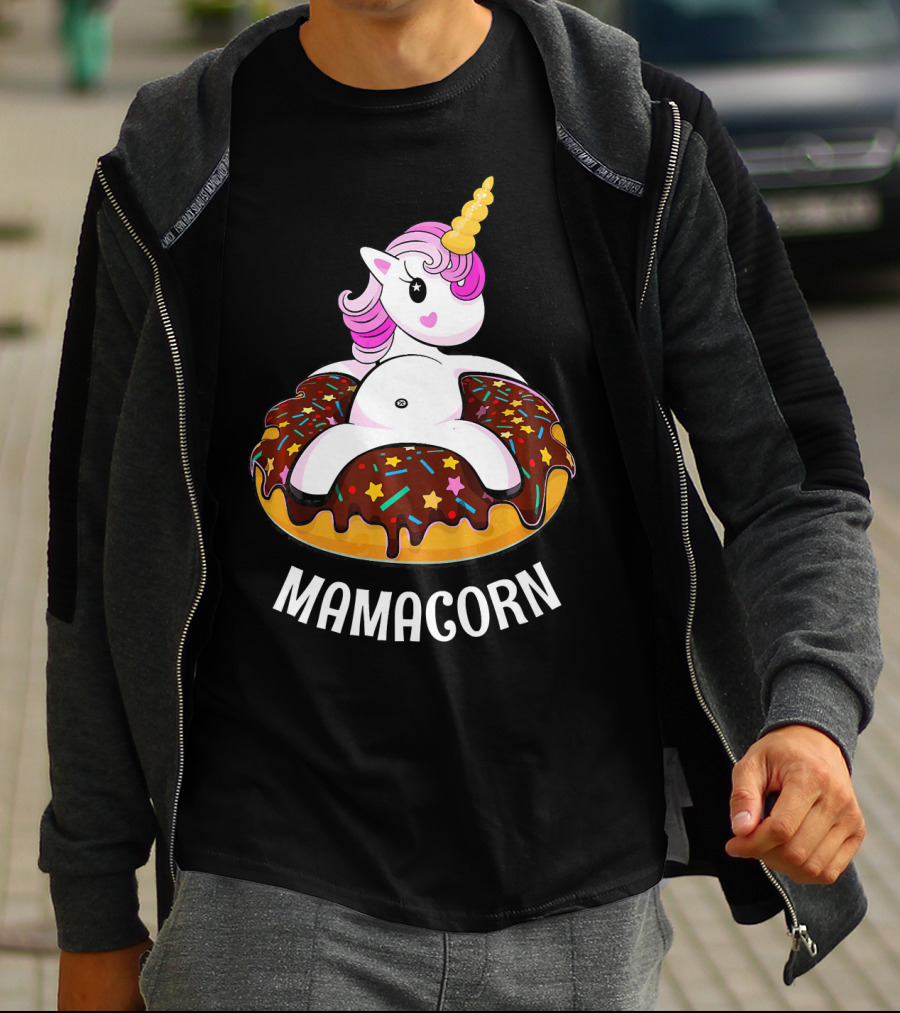 Mamacorn Unicorn Donut With Sprinkles And Stars T-Shirt