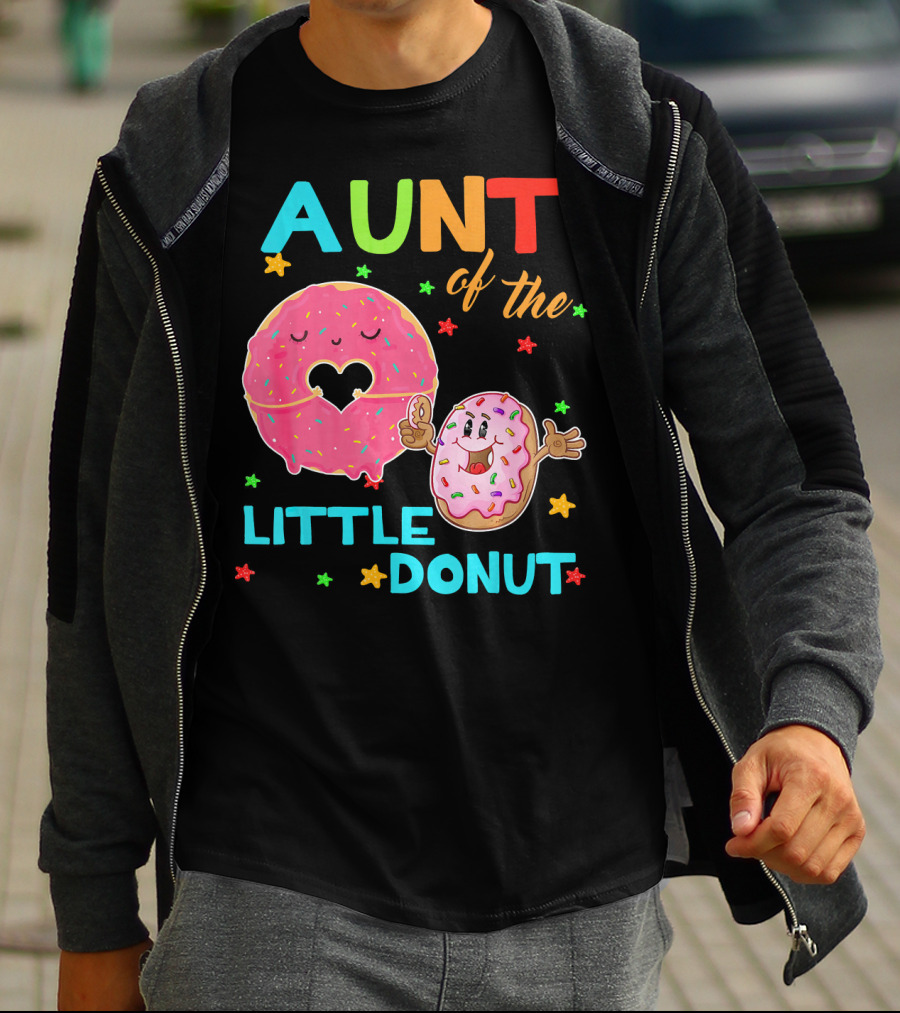 Aunt Of The Little Donut Birthday Colorful Star Sprinkles T-Shirt