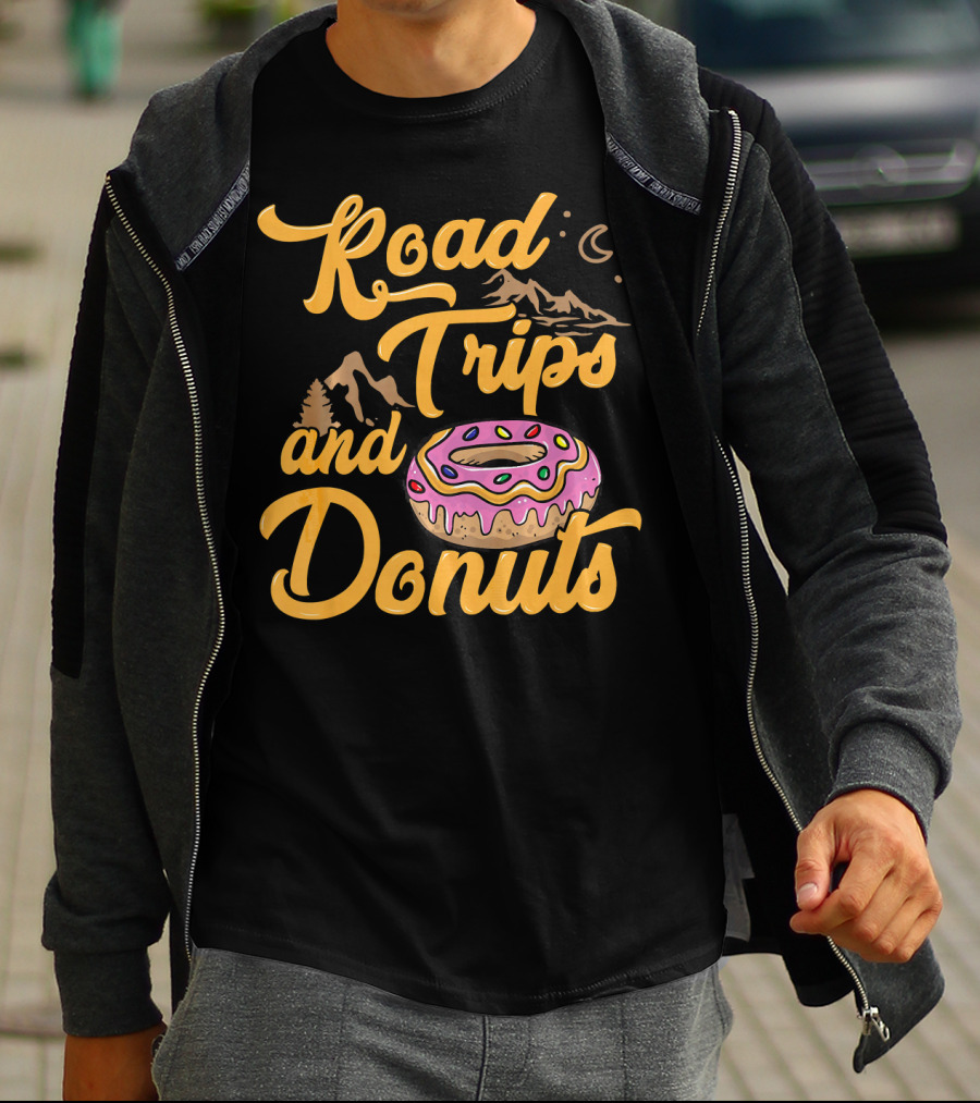 Road Trips And Donuts Mountain Night Moon T-Shirt