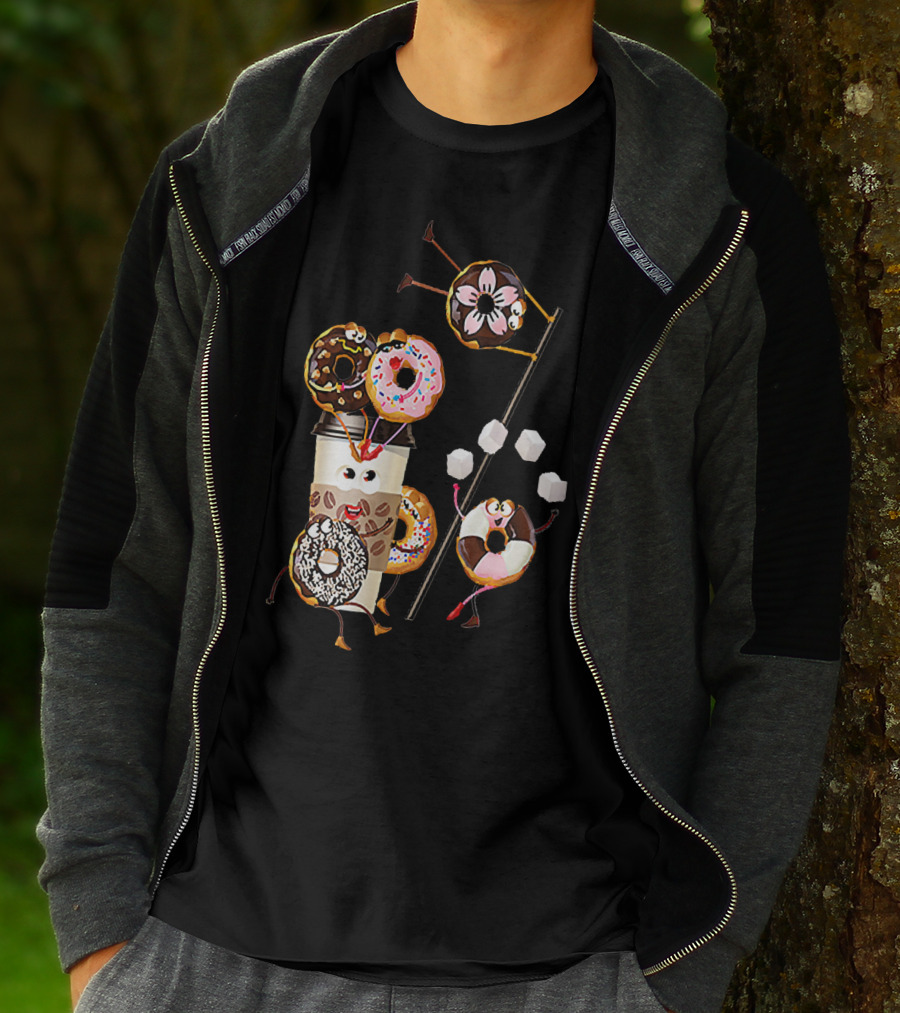 Donut Glazed And Confused Funny Donut Coffee Party With Juggling Donuts T-Shirt