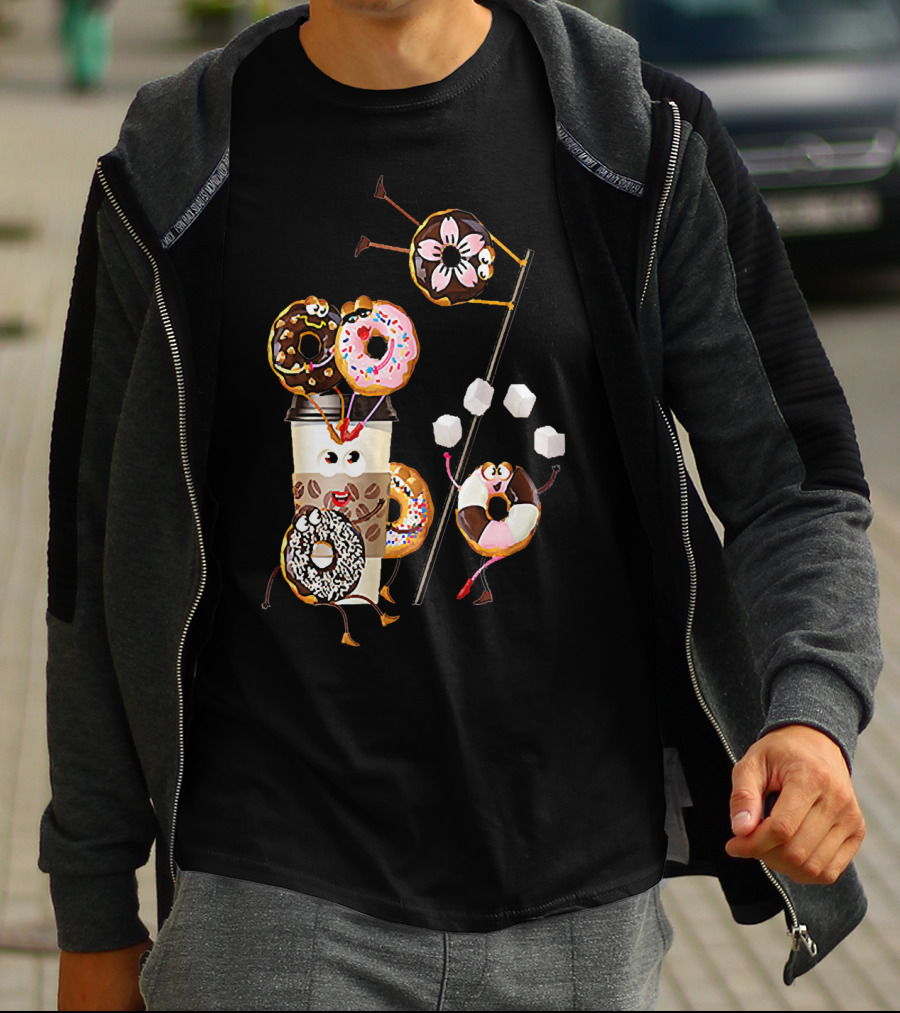Donut Glazed And Confused Funny Donut Coffee Party With Juggling Donuts T-Shirt