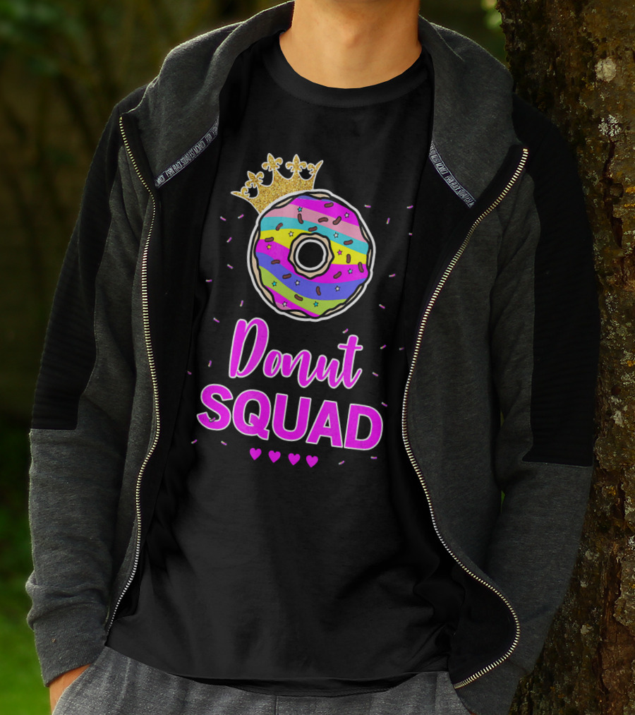 Donut Squad Birthday Girl With Crown And Hearts T-Shirt