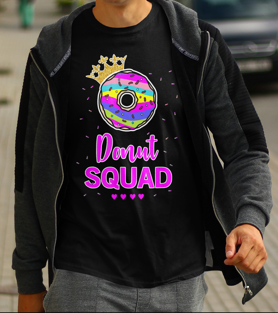 Donut Squad Birthday Girl With Crown And Hearts T-Shirt