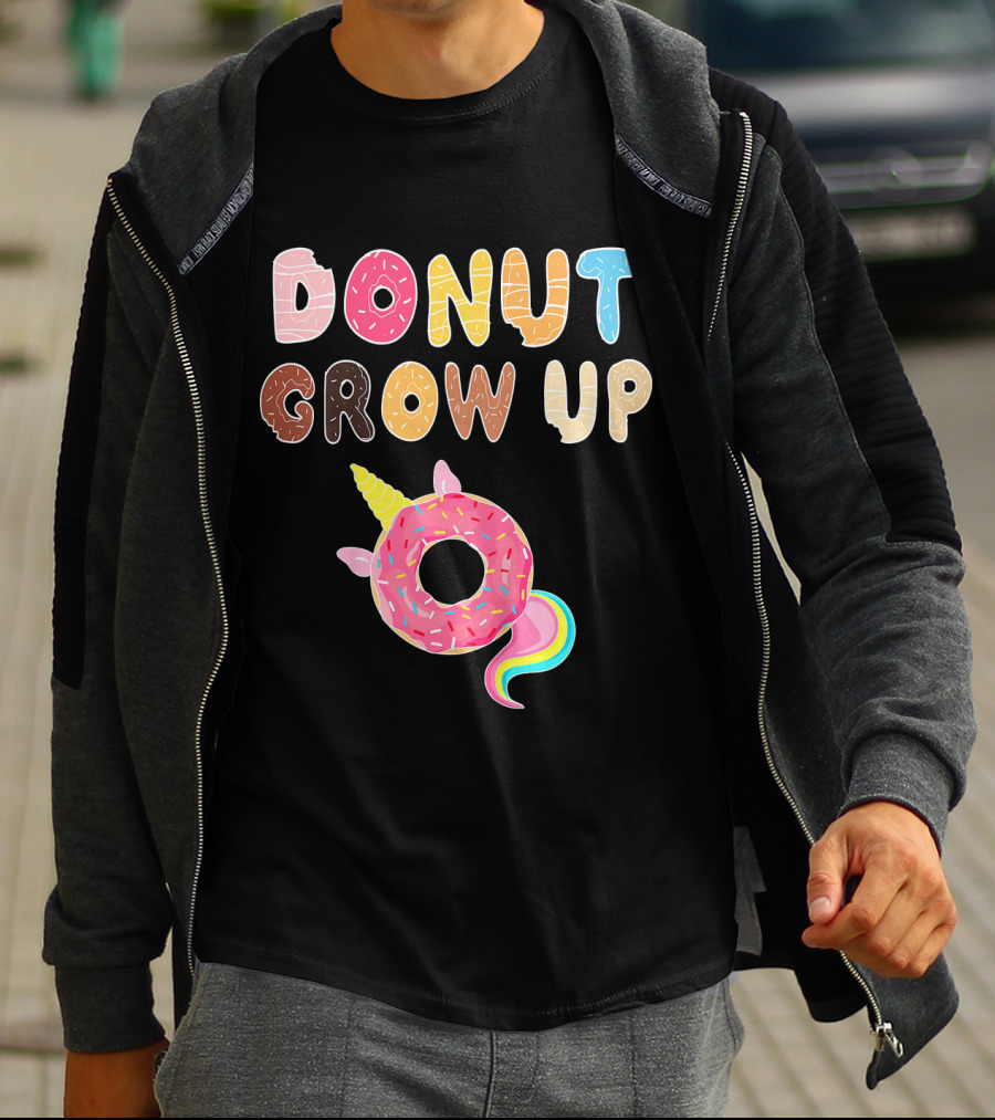 Donut Grow Up Kids Funny Unicorn Donut Lover T-Shirt