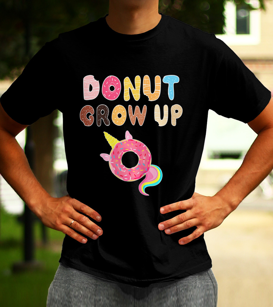 Donut Grow Up Kids Funny Unicorn Donut Lover T-Shirt