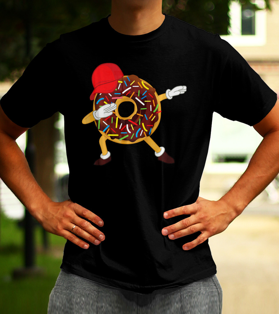 Dabbing Chocolate Sprinkles Donut With Red Hat T-Shirt