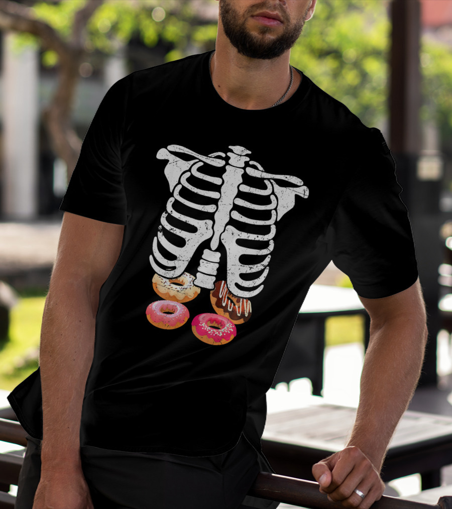 Skeleton Pregnancy Donut X Ray Ribcage Treats T-Shirt