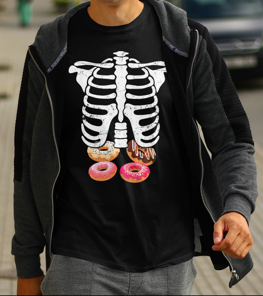 Skeleton Pregnancy Donut X Ray Ribcage Treats T-Shirt