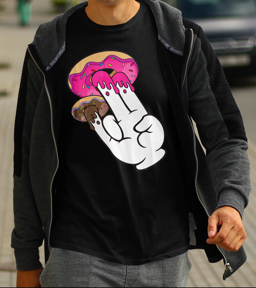 Funny Donuts With The Shocker Hand Gesture And Sprinkled Frosting T-Shirt