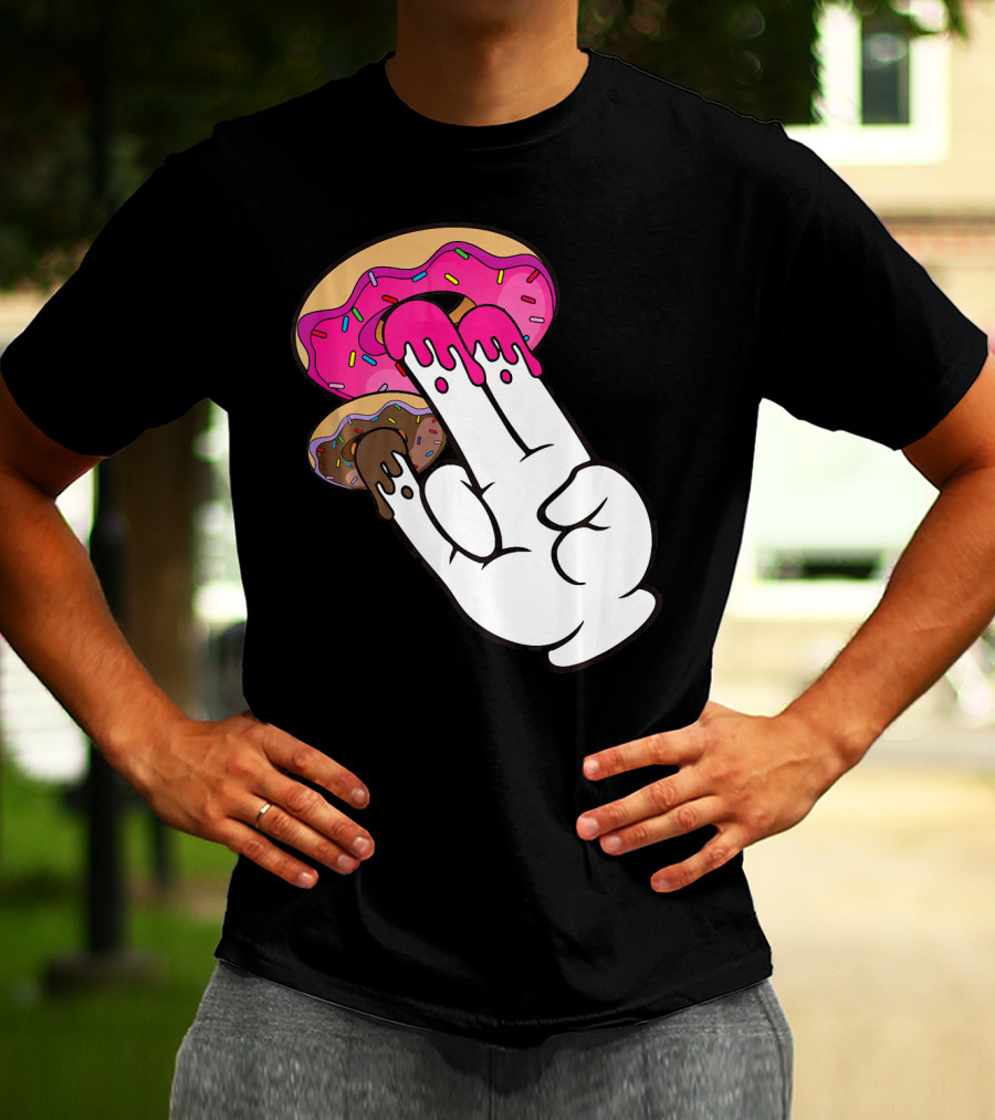 Funny Donuts With The Shocker Hand Gesture And Sprinkled Frosting T-Shirt