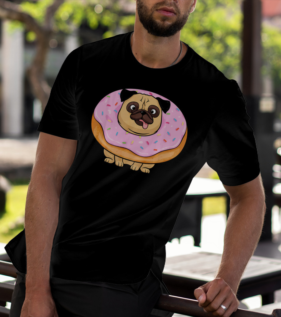 Cute Doughnut Pug Wearing A Donut Costume Sprinkles T-Shirt