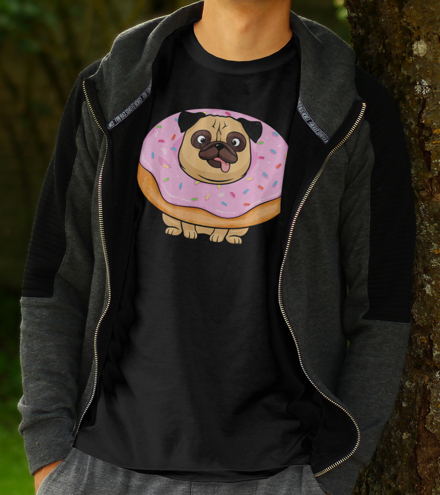 Cute Doughnut Pug Wearing A Donut Costume Sprinkles T-Shirt
