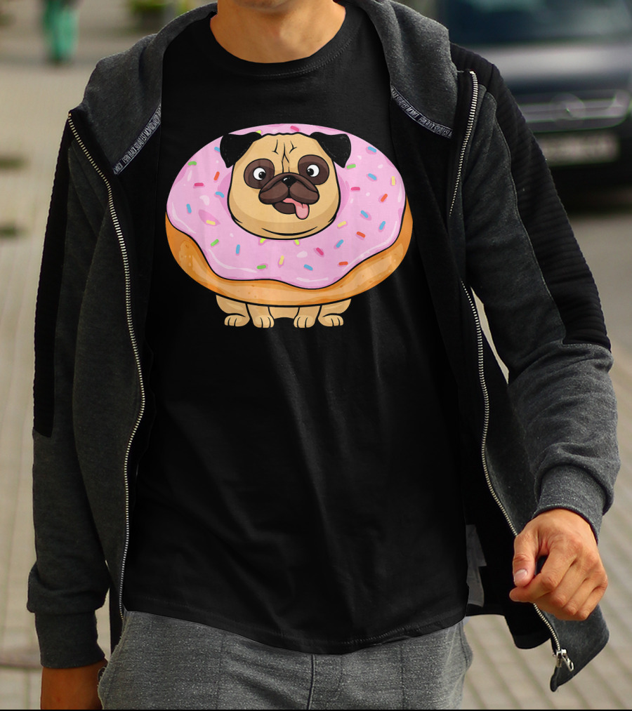 Cute Doughnut Pug Wearing A Donut Costume Sprinkles T-Shirt