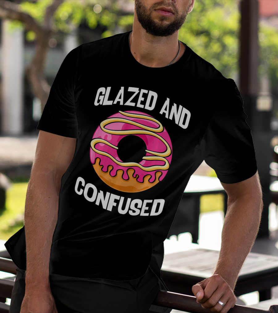Glazed And Confused Pink Donut With Dripping Icing T-Shirt