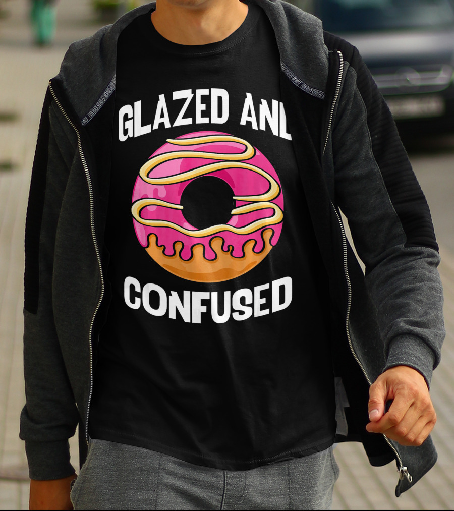 Glazed And Confused Pink Donut With Dripping Icing T-Shirt