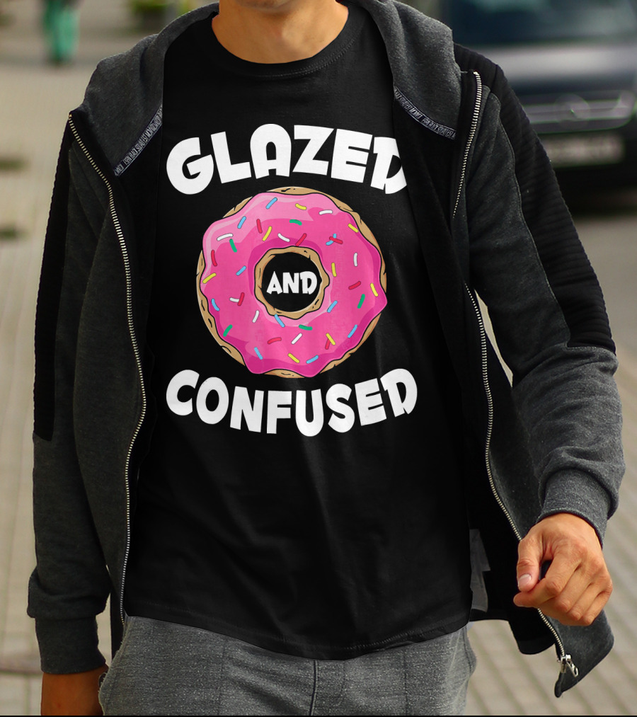 Glazed And Confused Funny Donut Lovers Pink Sprinkles T-Shirt