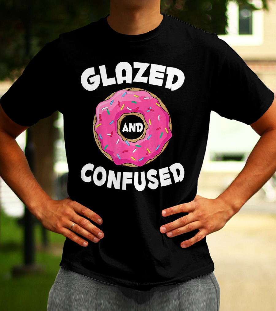 Glazed And Confused Funny Donut Lovers Pink Sprinkles T-Shirt