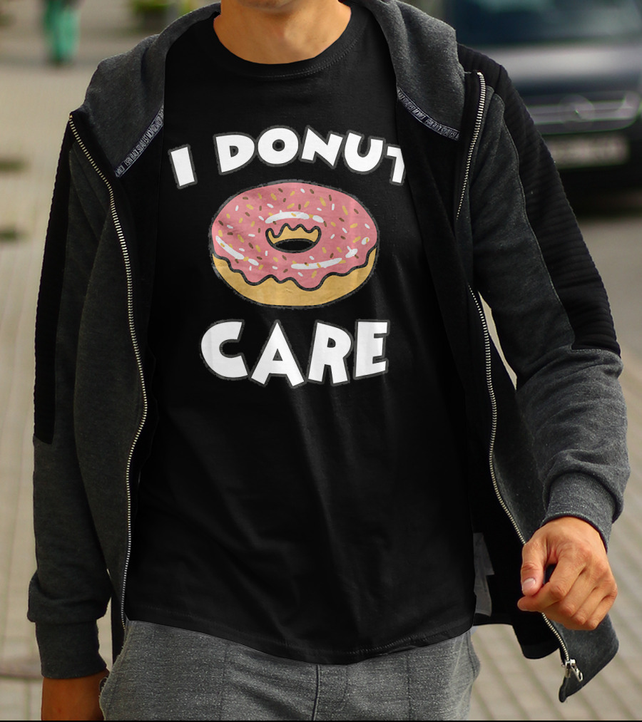 I Donut Care Funny Pink Sprinkled Pastry T-Shirt
