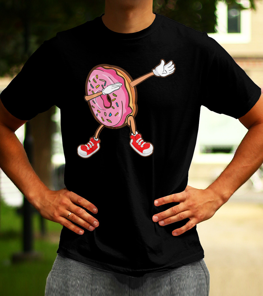Dabbing Strawberry Frosted Donut With Sprinkles And Red Sneakers T-Shirt