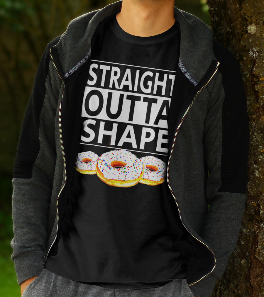 Straight Outta Shape Funny Workout Donut T-Shirt
