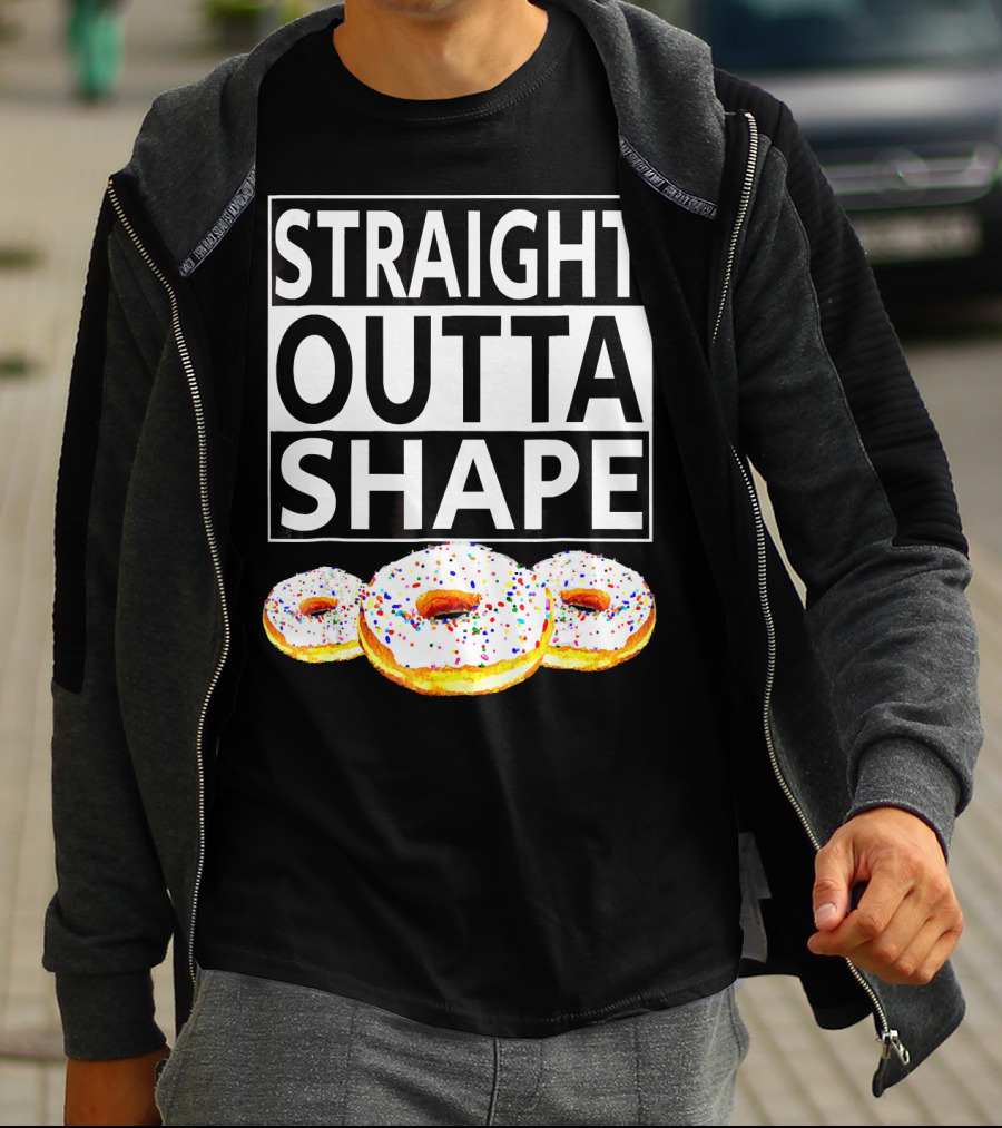 Straight Outta Shape Funny Workout Donut T-Shirt