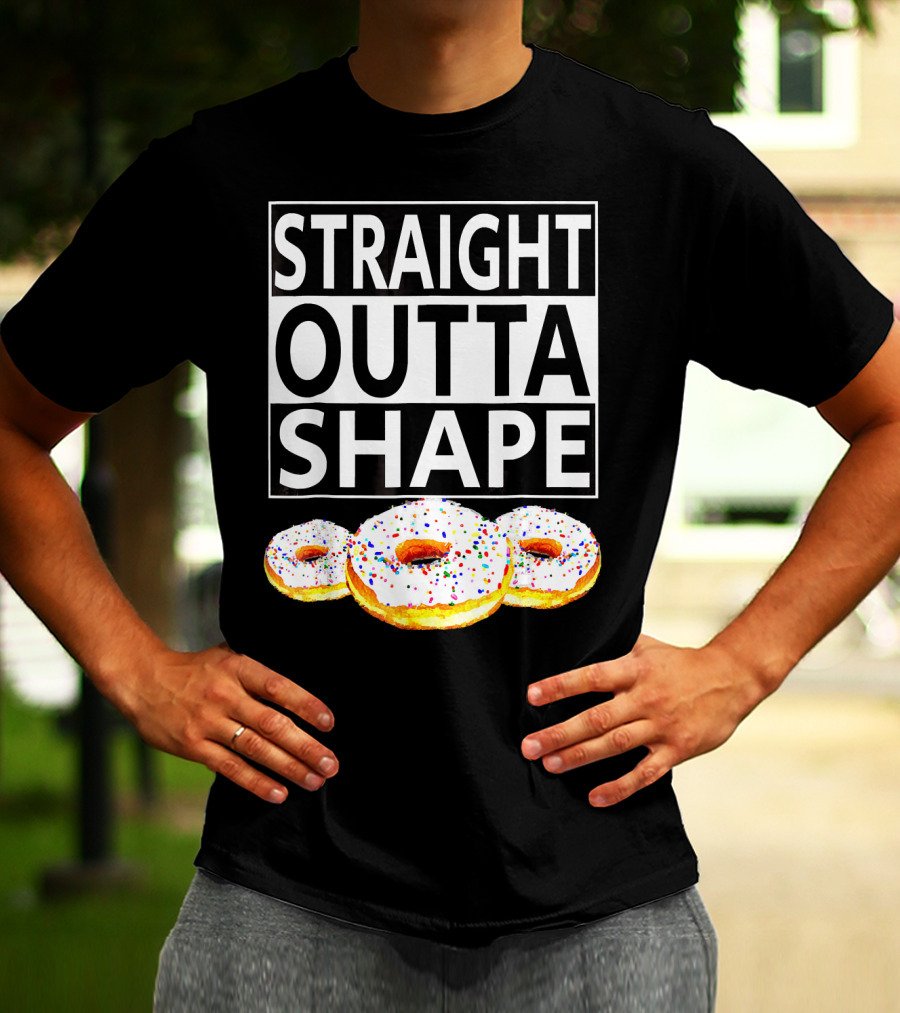 Straight Outta Shape Funny Workout Donut T-Shirt