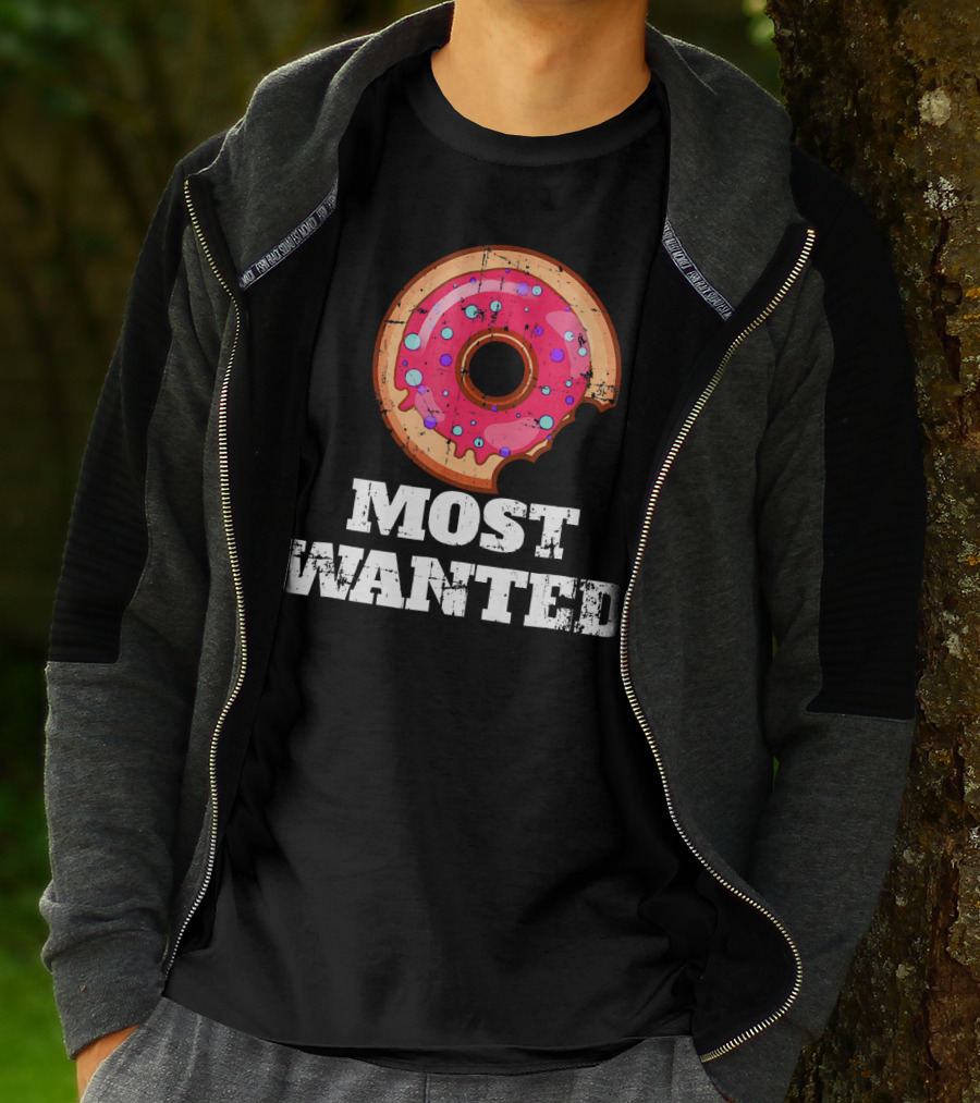 Most Wanted Donut Pink Frosting Humor T-Shirt