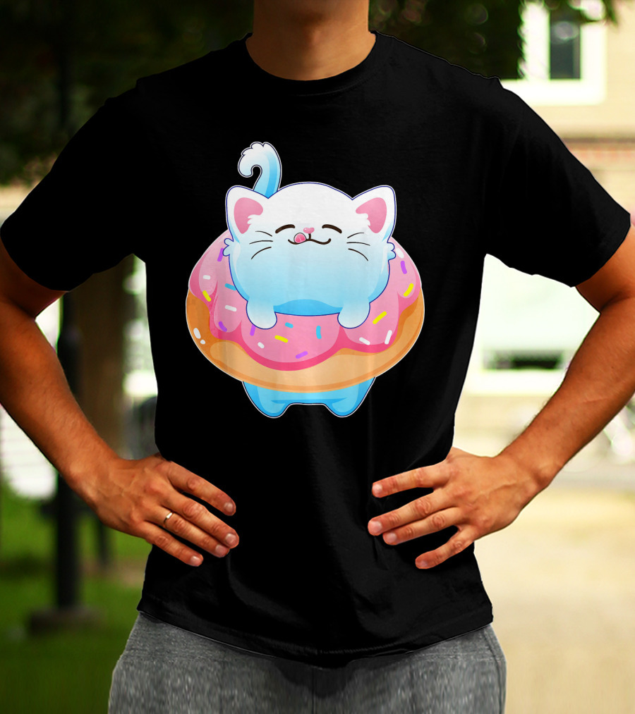Donut Cat Kitty Lovers Sprinkled Sweet Treat Feline Delight T-Shirt