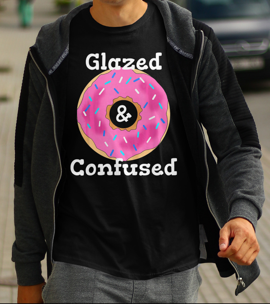 Glazed And Confused With Pink Sprinkled Donut T-Shirt