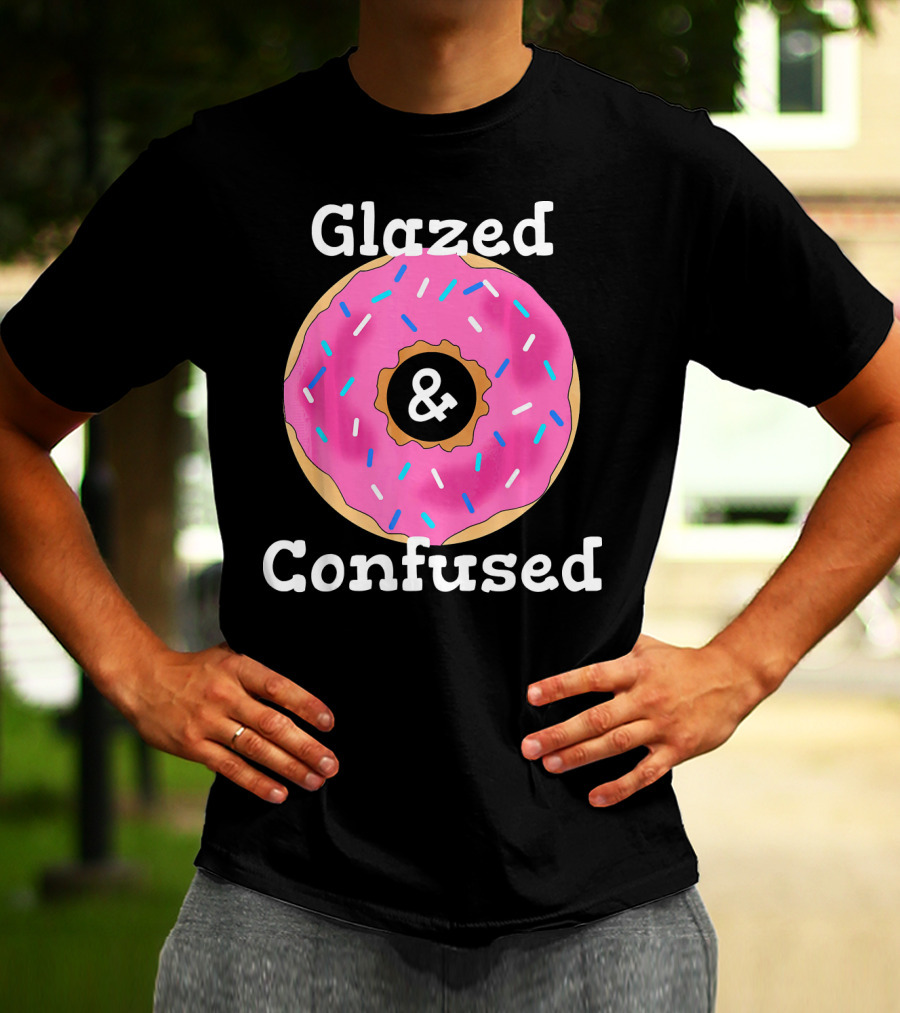 Glazed And Confused With Pink Sprinkled Donut T-Shirt