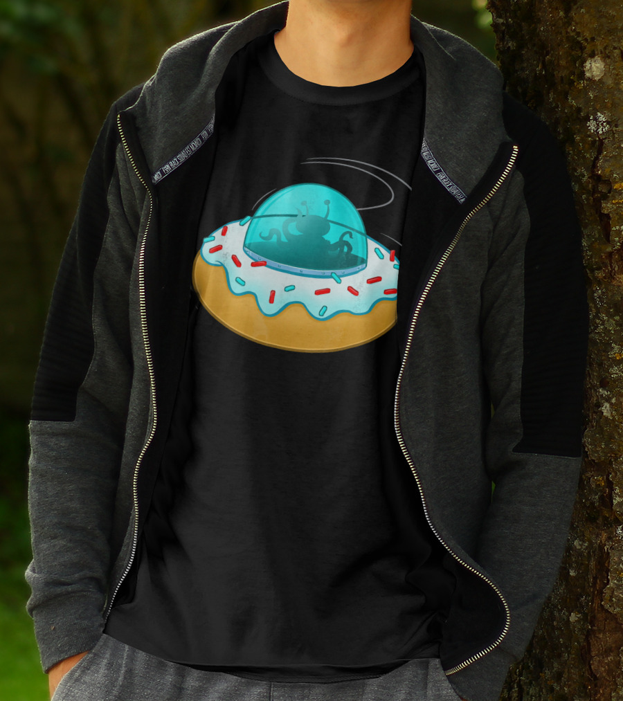 Funny UFO Donut With Cute Alien Sprinkles T-Shirt