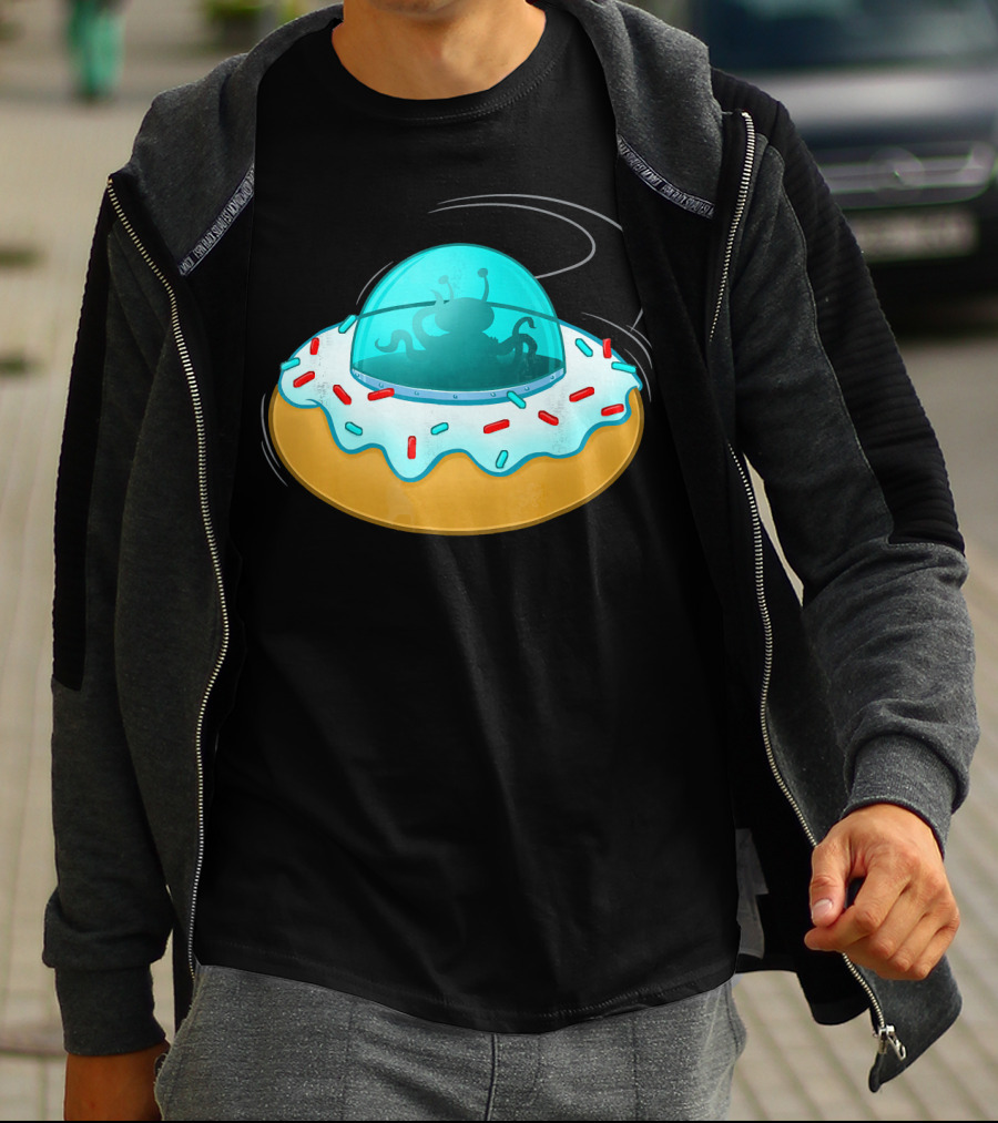 Funny UFO Donut With Cute Alien Sprinkles T-Shirt