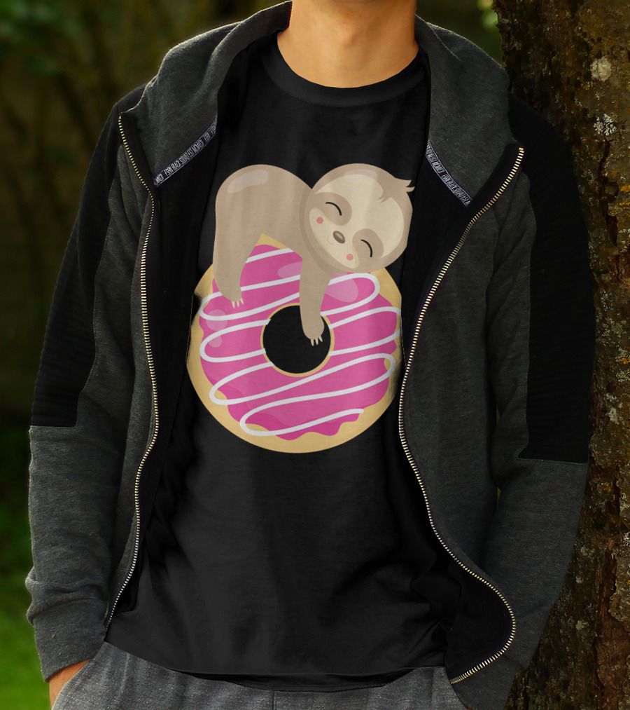 Sloth Donut Funny Animal Cute Pink Pastry Delight T-Shirt