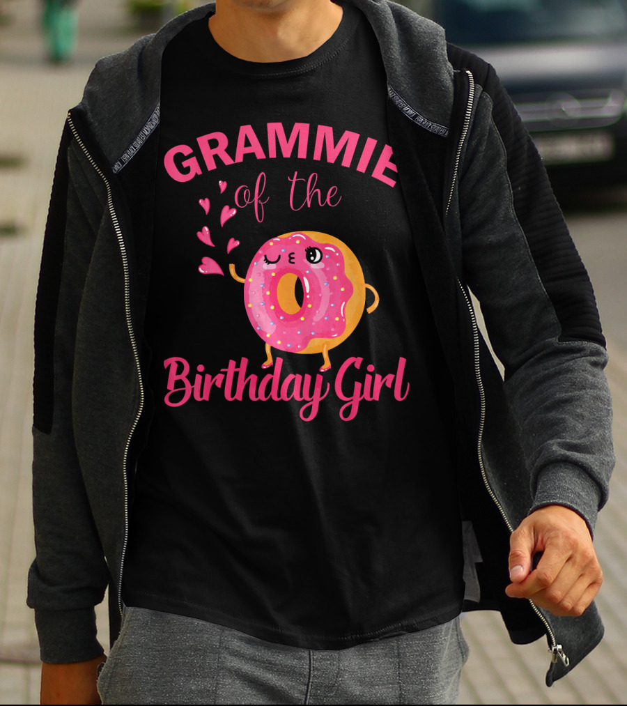 GRAMMIE Of The Birthday Girl Donut With Hearts T-Shirt