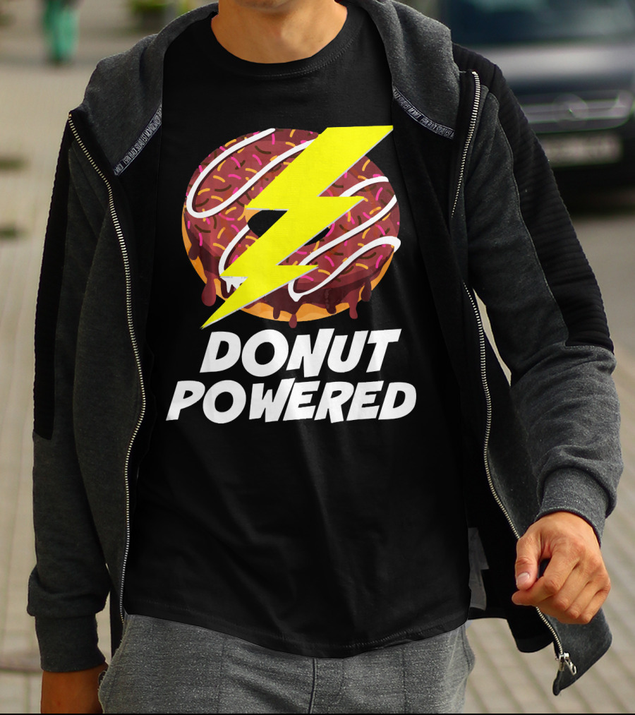 Donut Powered Lightning Bolt Donut With Sprinkles T-Shirt