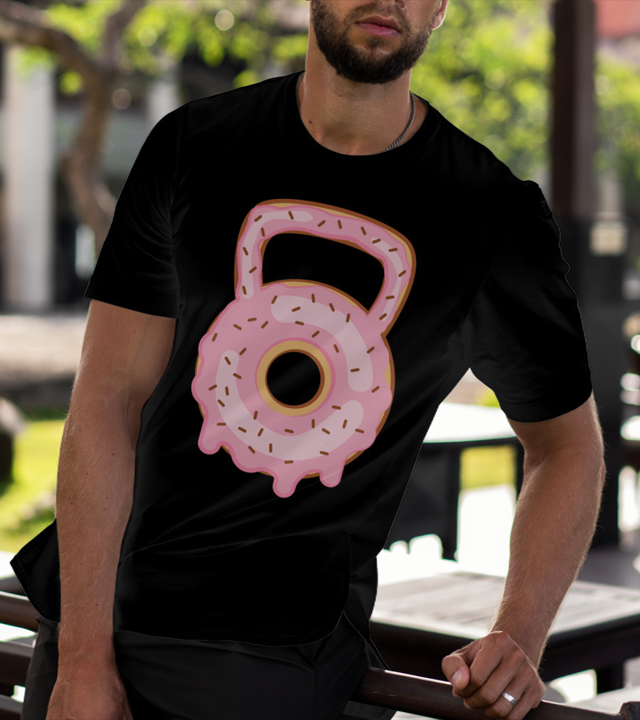 Kettlebell Donut Lover Gym Workout Pink Sprinkles T-Shirt