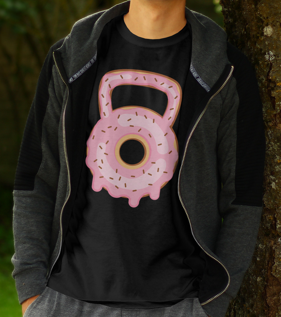 Kettlebell Donut Lover Gym Workout Pink Sprinkles T-Shirt